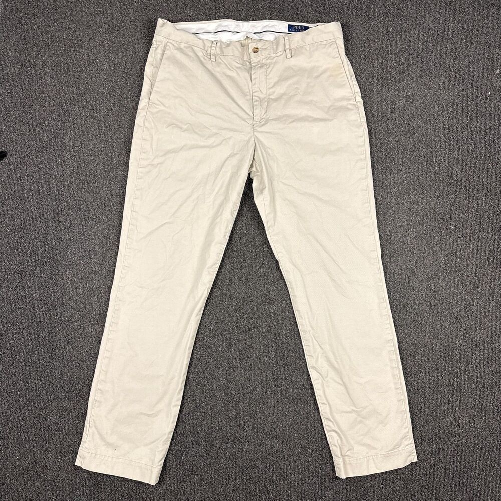 Polo Ralph Lauren Mens Stretch Classic Fit Chino Pants Khaki Cotton Size 36x32